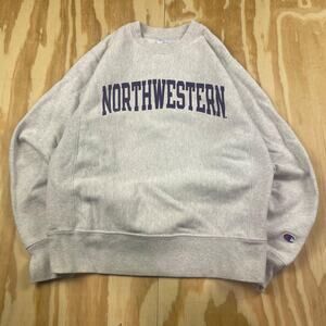 Vintage 2000s Northwestern Champion Reverse Weave Crewneck –Grey/Purple– Men’s S